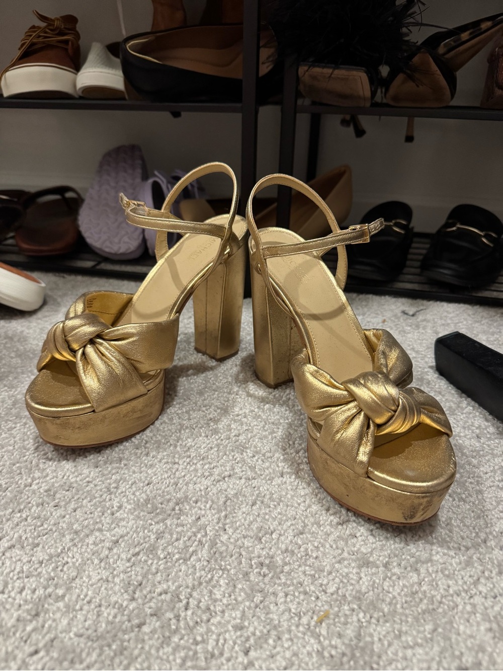 Michael Kors - Gold Knot Platform Sandal with Ankle Strap